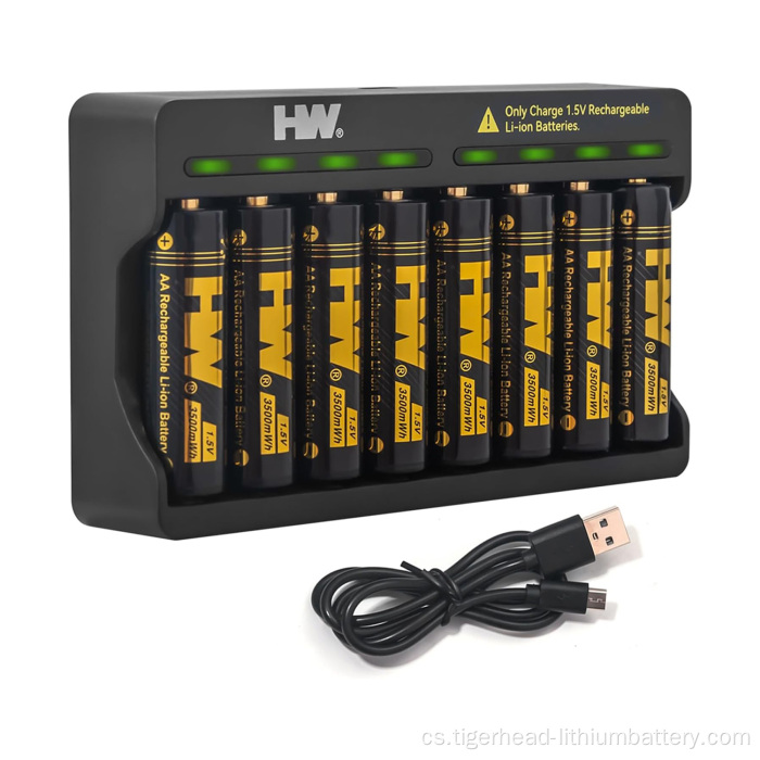 8PCS 1,5V AA 3500mWh dobíjecí lithiové baterie